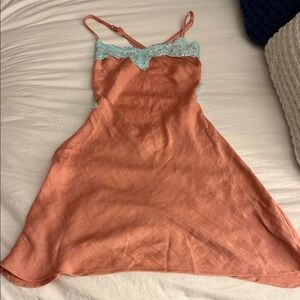 Elegant Pink and Blue Lace Chemise